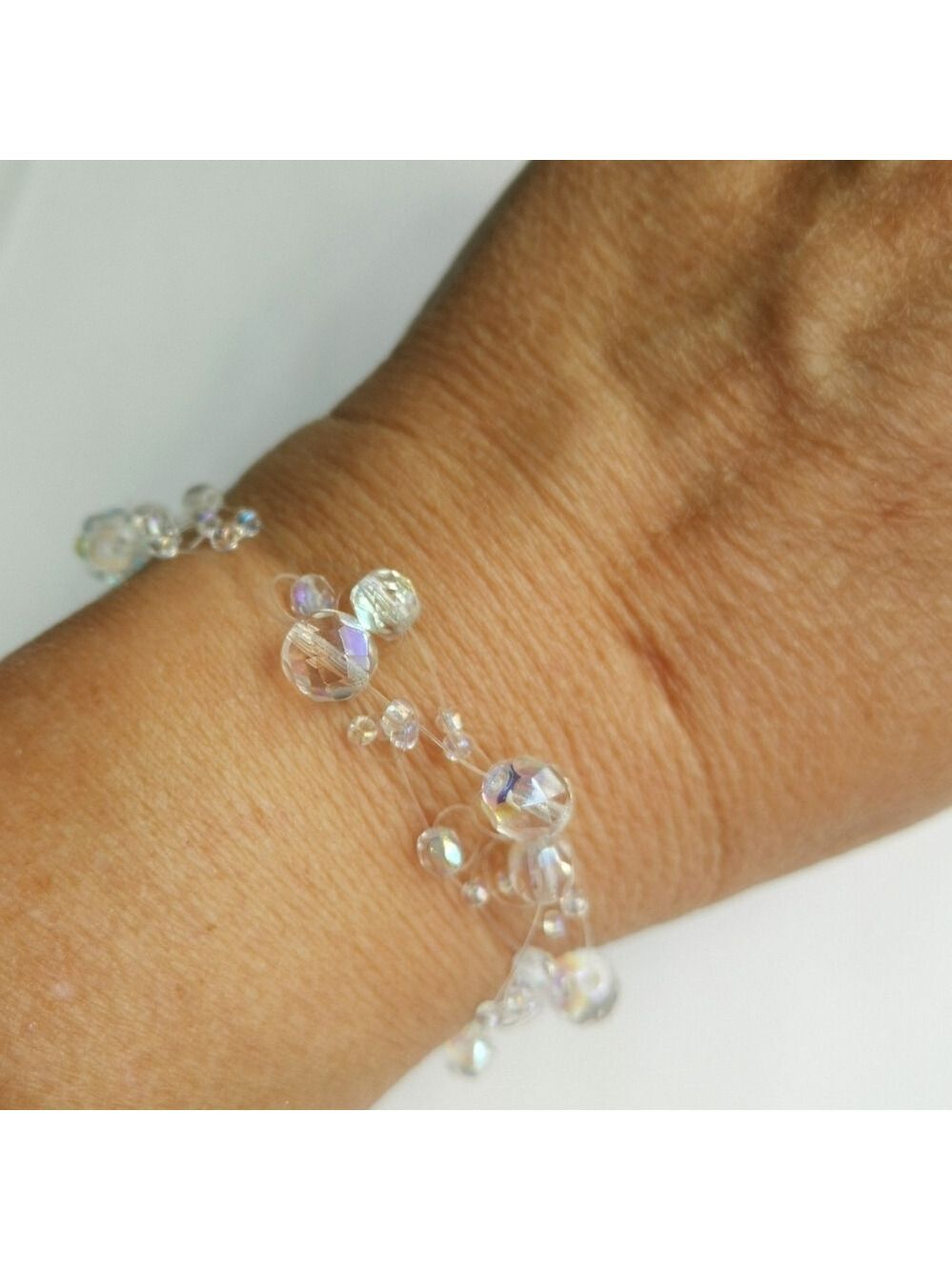 Czech Crystal Aurora Borealis Clear Glass Bracelet
